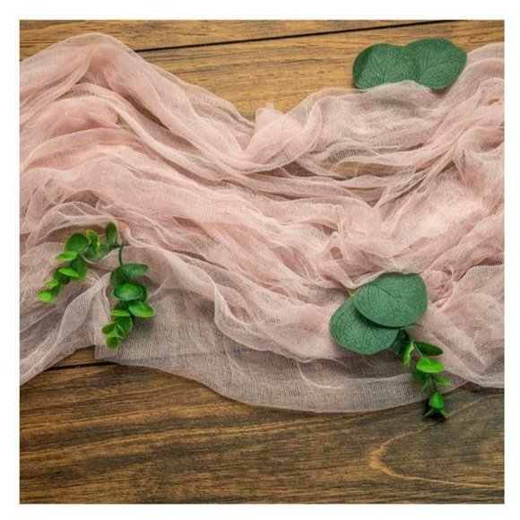 Wedding Dining Cheesecloth Table Runner 25" x 16ft - Blush / Rose Gold - Picture 4 of 5